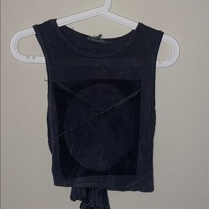 Cropped open back tank with tie